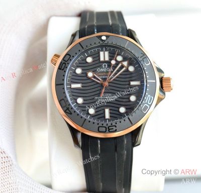 Swiss Copy Omega Seamaster 42mm Clone 8800 Watch 2-Tone Rose Gold Bezel